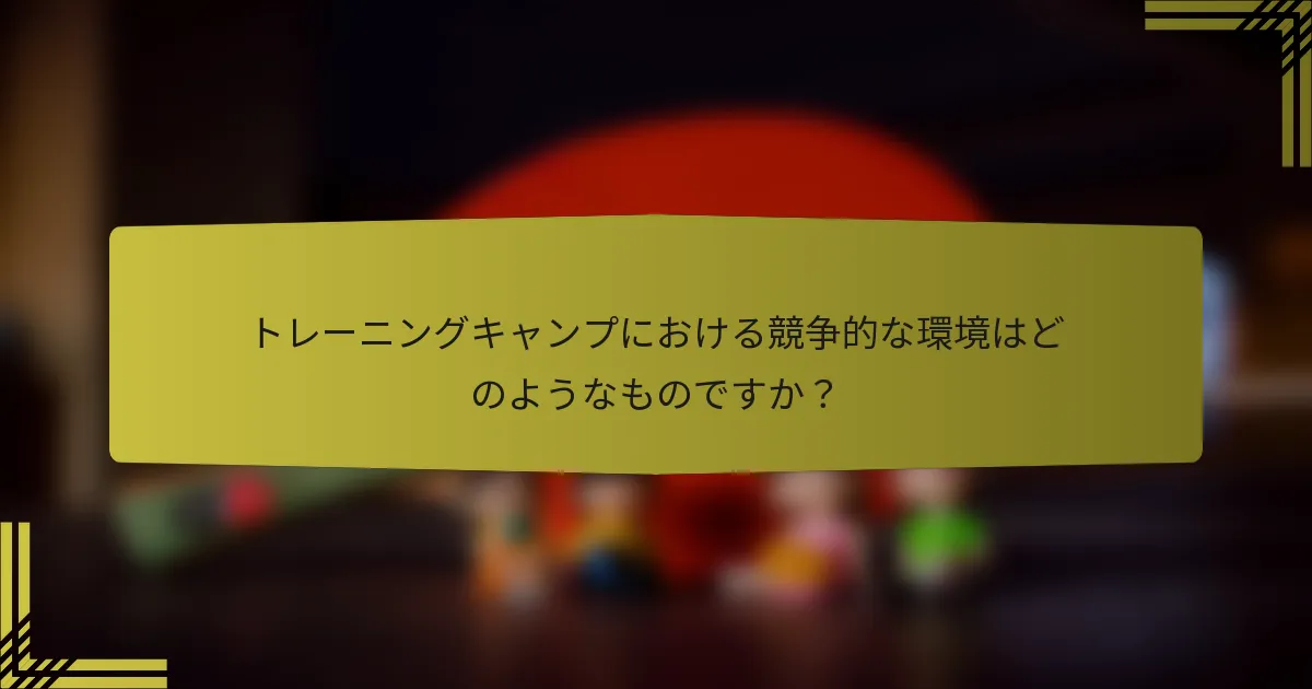 トレーニングキャンプにおける競争的な環境はどのようなものですか？